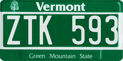 VT license plate ZTK593