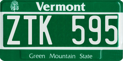 VT license plate ZTK595