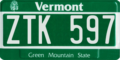 VT license plate ZTK597