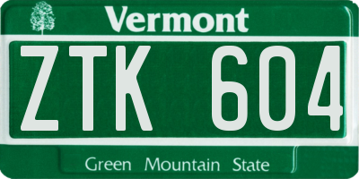 VT license plate ZTK604