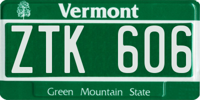 VT license plate ZTK606