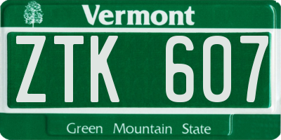 VT license plate ZTK607