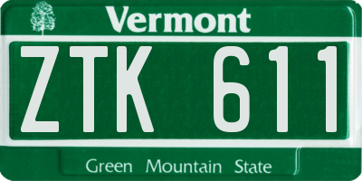 VT license plate ZTK611