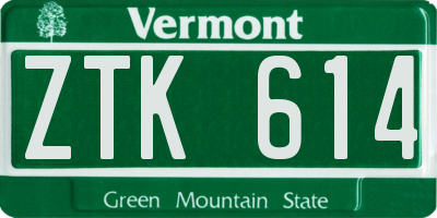 VT license plate ZTK614