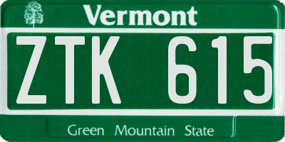 VT license plate ZTK615