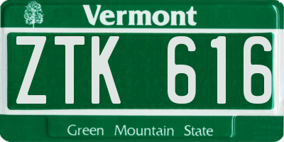 VT license plate ZTK616