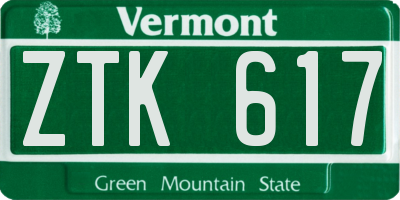 VT license plate ZTK617