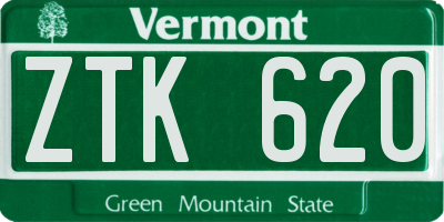 VT license plate ZTK620
