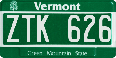 VT license plate ZTK626