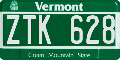 VT license plate ZTK628