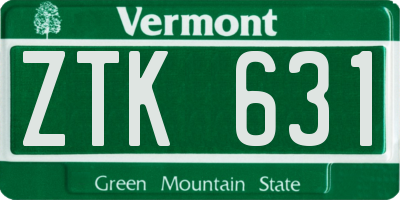 VT license plate ZTK631