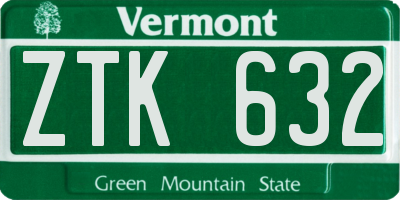 VT license plate ZTK632