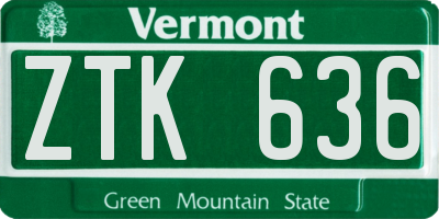 VT license plate ZTK636