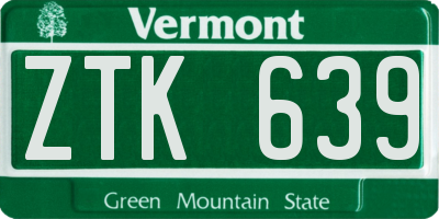 VT license plate ZTK639