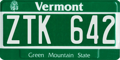 VT license plate ZTK642