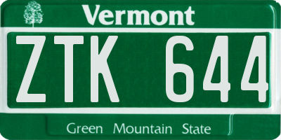 VT license plate ZTK644