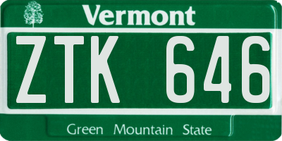 VT license plate ZTK646