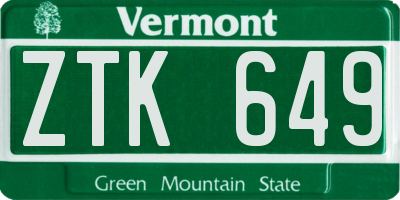 VT license plate ZTK649