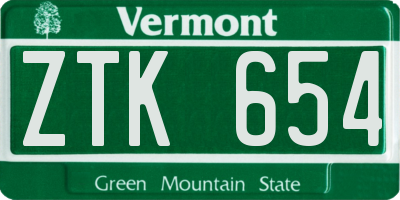 VT license plate ZTK654