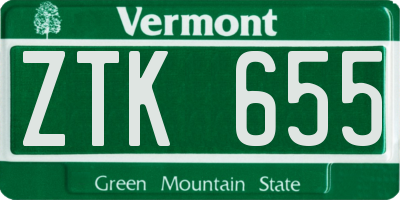 VT license plate ZTK655