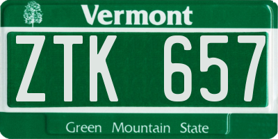 VT license plate ZTK657