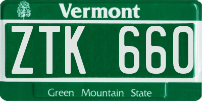 VT license plate ZTK660