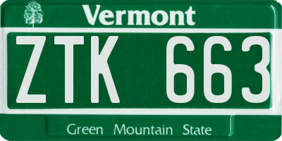 VT license plate ZTK663