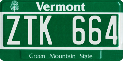 VT license plate ZTK664