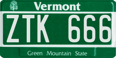 VT license plate ZTK666