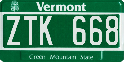 VT license plate ZTK668