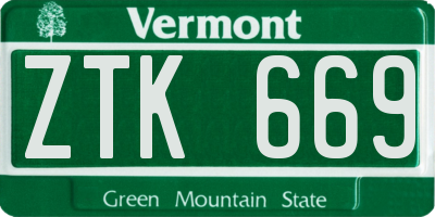 VT license plate ZTK669