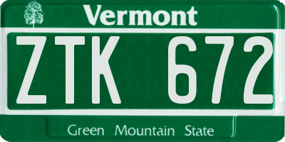 VT license plate ZTK672