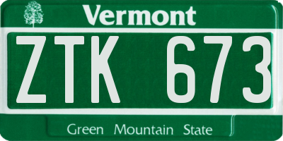 VT license plate ZTK673