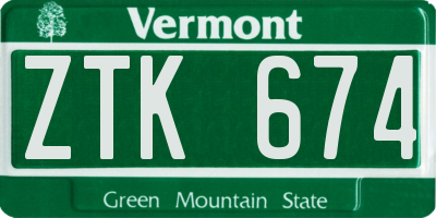 VT license plate ZTK674