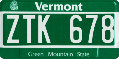 VT license plate ZTK678