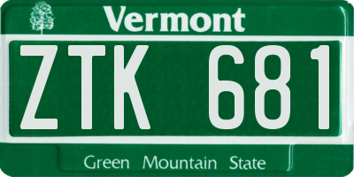 VT license plate ZTK681