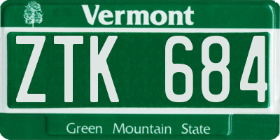 VT license plate ZTK684