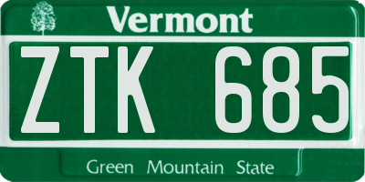 VT license plate ZTK685