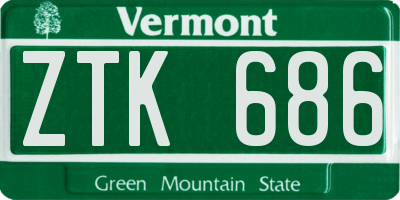 VT license plate ZTK686