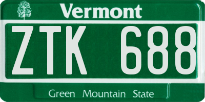 VT license plate ZTK688
