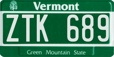 VT license plate ZTK689