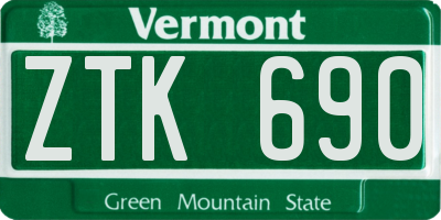 VT license plate ZTK690