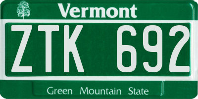 VT license plate ZTK692