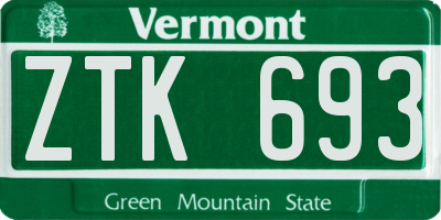 VT license plate ZTK693