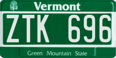 VT license plate ZTK696
