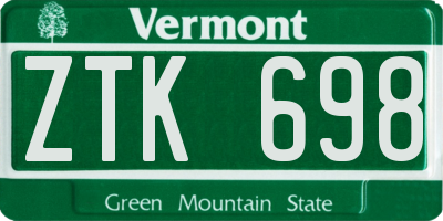 VT license plate ZTK698