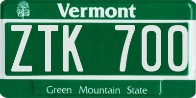 VT license plate ZTK700