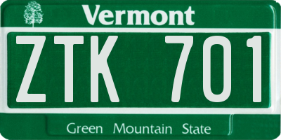 VT license plate ZTK701