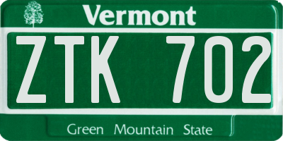VT license plate ZTK702