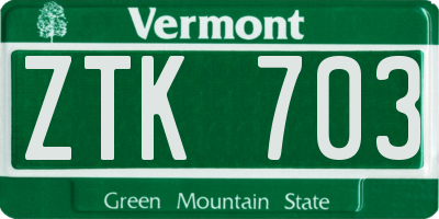 VT license plate ZTK703